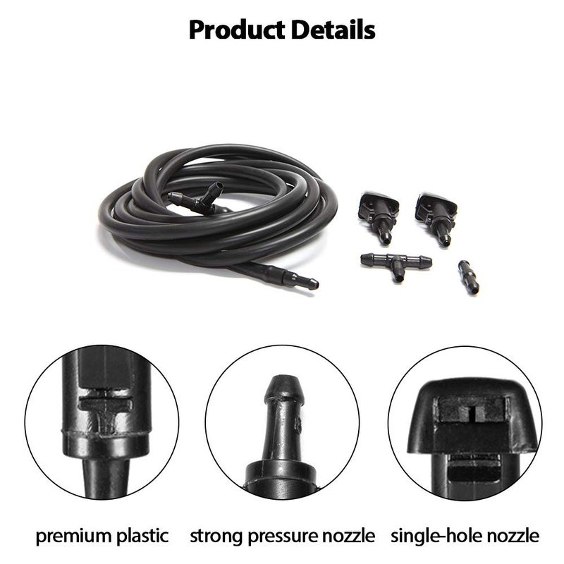 GOHAWKTEQ Windshield Washer Nozzles Kit, for Chrysler, Dodge, Ram Washer Jet and Fluid Hose with Connector - Image 4